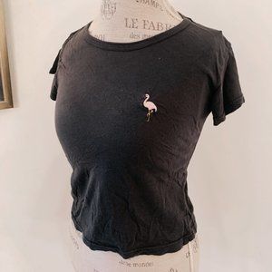VINTAGE RARE BRANDY MELVILLE GREY FLAMINGO TEE